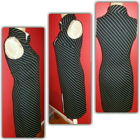 Express Striped Turnover Collar Pencil Dress EUC - Picture 2 of 4